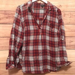 Torrid Twill Plaid Popover Blouse/Top